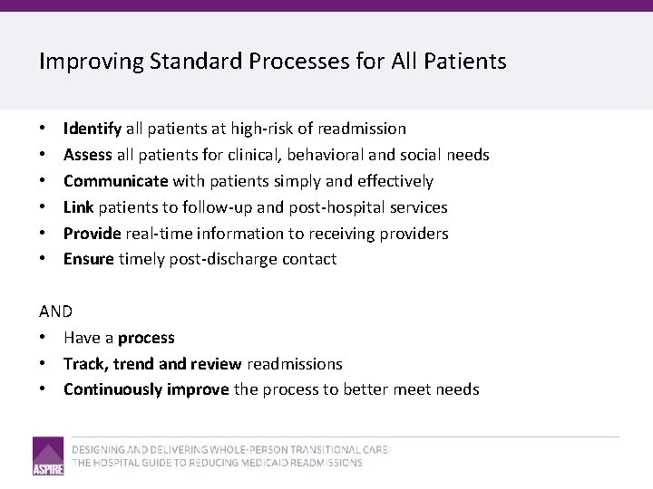 Improving Standard Processes for All Patients • • • Identify all patients at high-risk