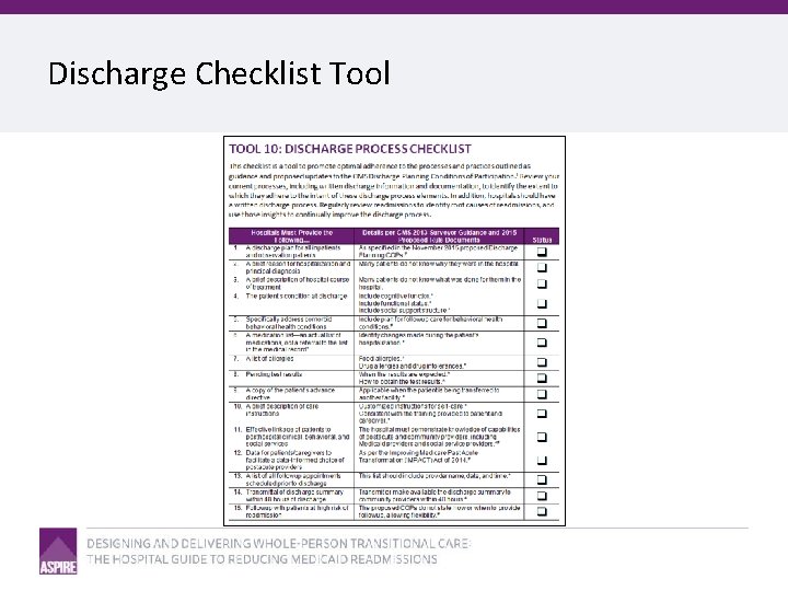 Discharge Checklist Tool 