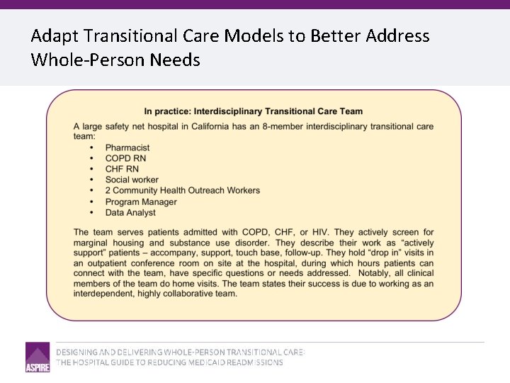 Adapt Transitional Care Models to Better Address Whole-Person Needs 
