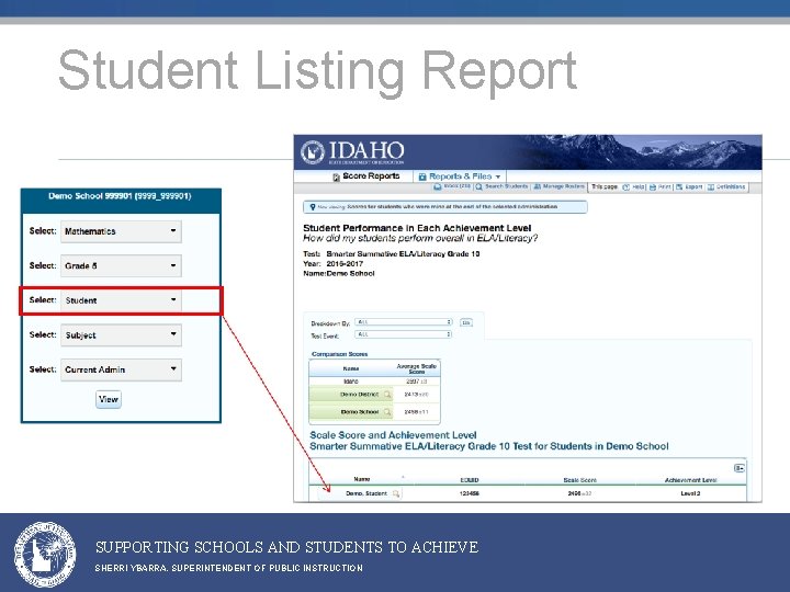 Student Listing Report SUPPORTING SCHOOLS AND STUDENTS TO ACHIEVE SHERRI YBARRA, SUPERINTENDENT OF PUBLIC Student Listing Report SUPPORTING SCHOOLS AND STUDENTS TO ACHIEVE SHERRI YBARRA, SUPERINTENDENT OF PUBLIC