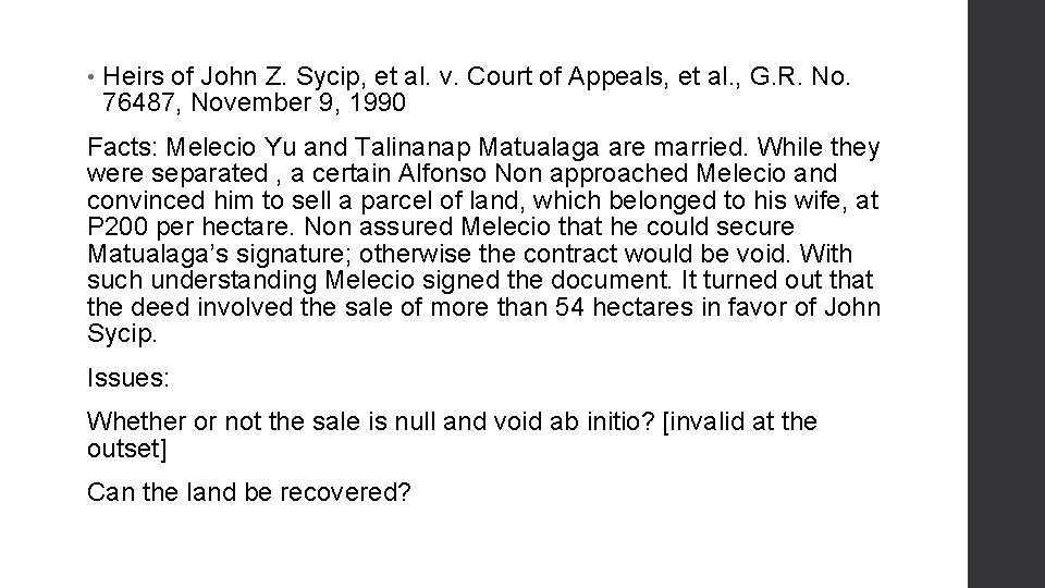  • Heirs of John Z. Sycip, et al. v. Court of Appeals, et