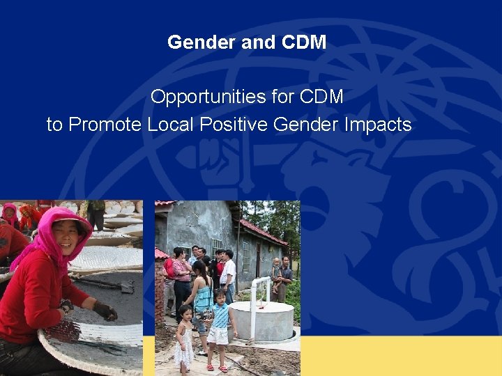 Gender and CDM Opportunities for CDM to Promote Local Positive Gender Impacts 