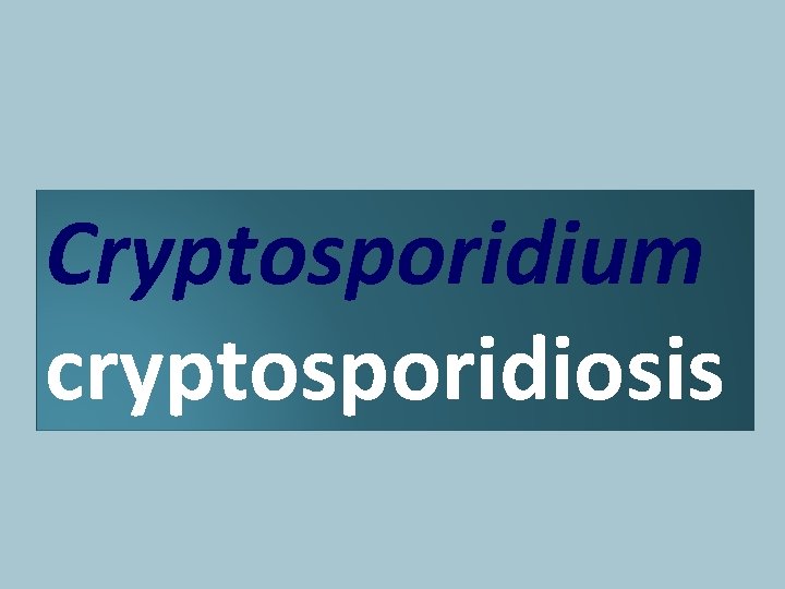 Cryptosporidium cryptosporidiosis 