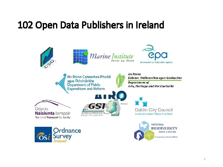 102 Open Data Publishers in Ireland 7 