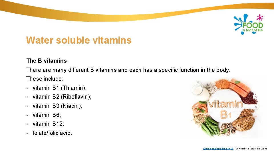 Water soluble vitamins The B vitamins There are many different B vitamins and each