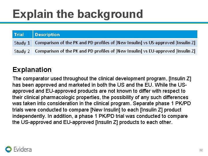 Explain the background Trial Description Study 1 Comparison of the PK and PD profiles