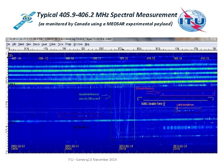 Typical 405. 9 -406. 2 MHz Spectral Measurement (as monitored by Canada using a Typical 405. 9 -406. 2 MHz Spectral Measurement (as monitored by Canada using a