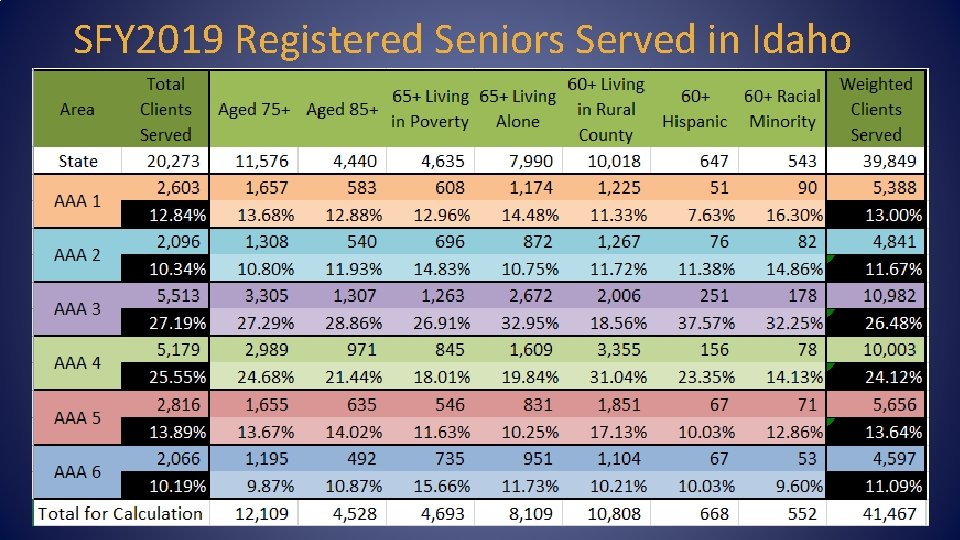 SFY 2019 Registered Seniors Served in Idaho 