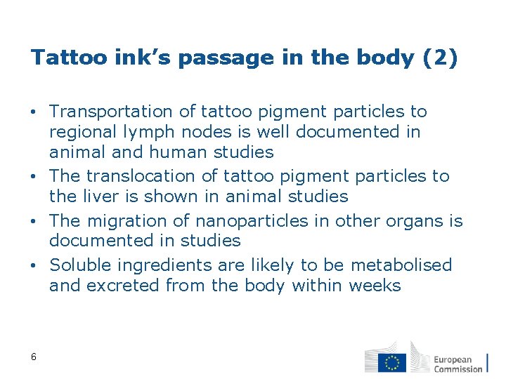 Tattoo ink’s passage in the body (2) • Transportation of tattoo pigment particles to Tattoo ink’s passage in the body (2) • Transportation of tattoo pigment particles to