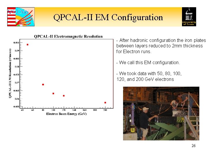 QPCAL-II EM Configuration - After hadronic configuration the iron plates between layers reduced to