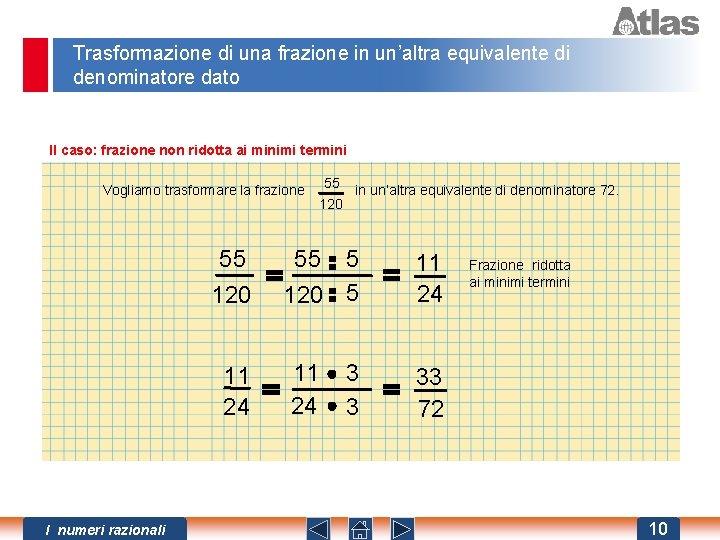 Trasformazione di una frazione in un’altra equivalente di denominatore dato II caso: frazione non