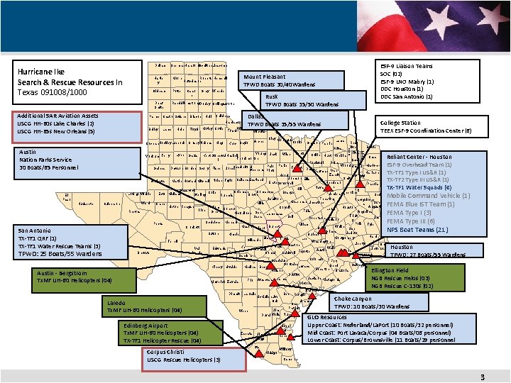 Hurricane Ike Search & Rescue Resources In Texas 091008/1000 Dallam Hartle y Moore Oldham