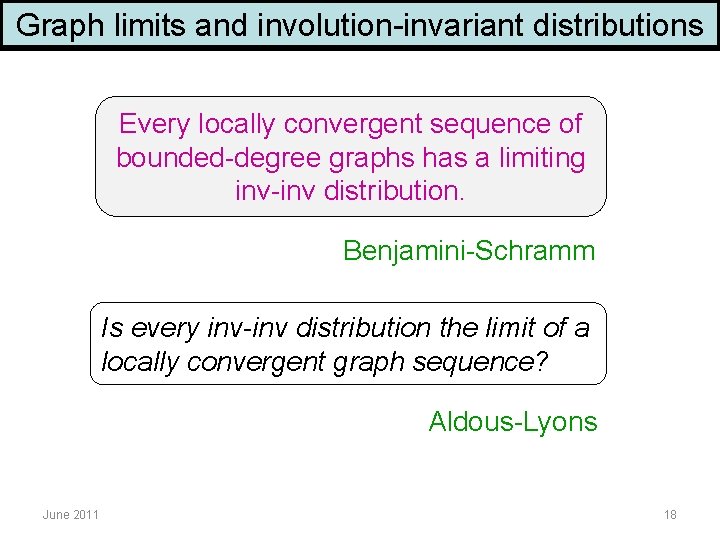 Graph limits and involution-invariant distributions Every locally convergent sequence of bounded-degree graphs has a