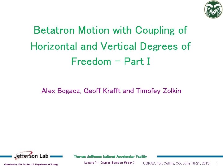 Betatron Motion with Coupling of Horizontal and Vertical Degrees of Freedom – Part I