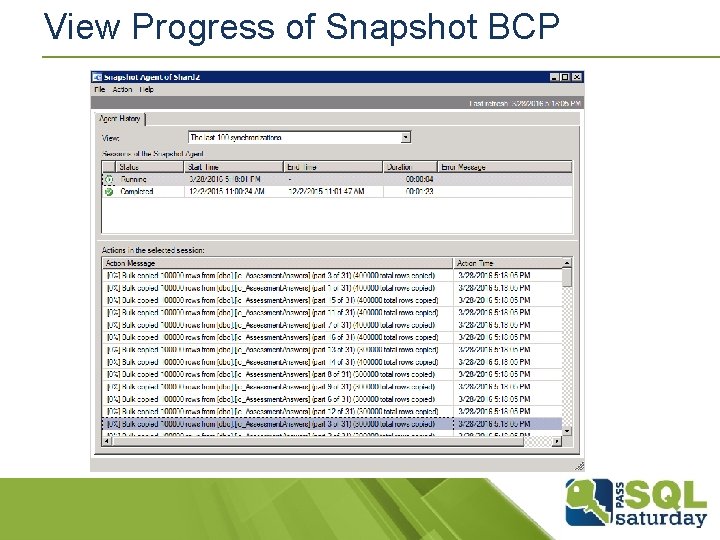 View Progress of Snapshot BCP View Progress of Snapshot BCP