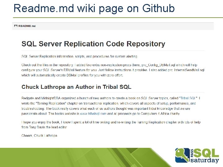 Readme. md wiki page on Github Readme. md wiki page on Github