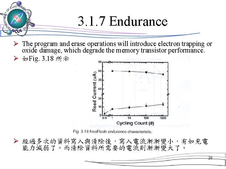 3. 1. 7 Endurance Ø The program and erase operations will introduce electron trapping