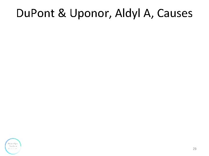 Du. Pont & Uponor, Aldyl A, Causes 23 Du. Pont & Uponor, Aldyl A, Causes 23