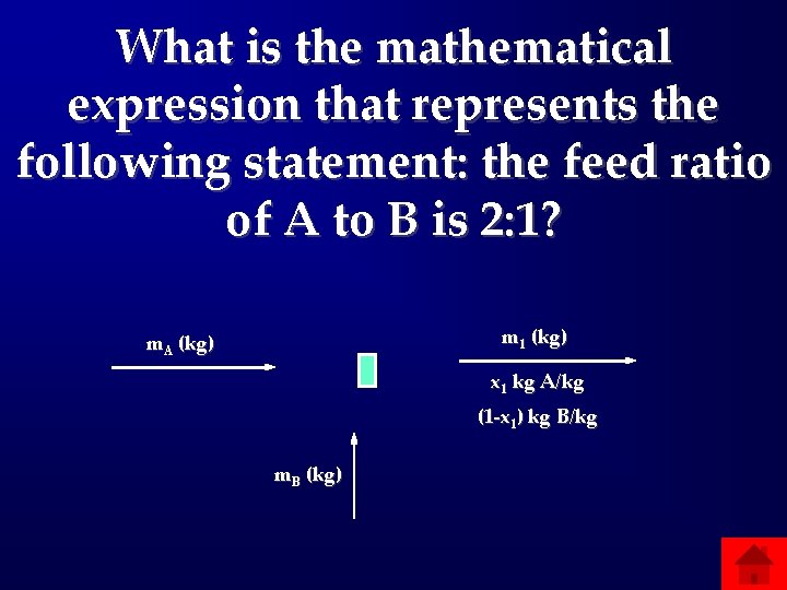 What is the mathematical expression that represents the following statement: the feed ratio of