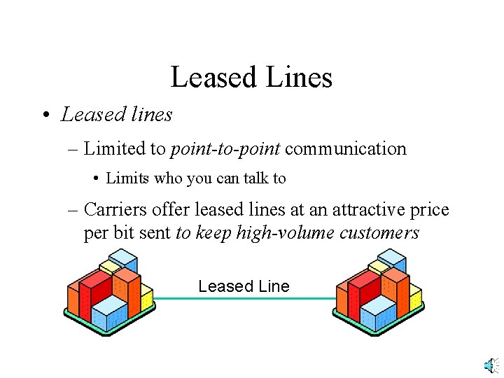 Leased Lines • Leased lines – Limited to point-to-point communication • Limits who you