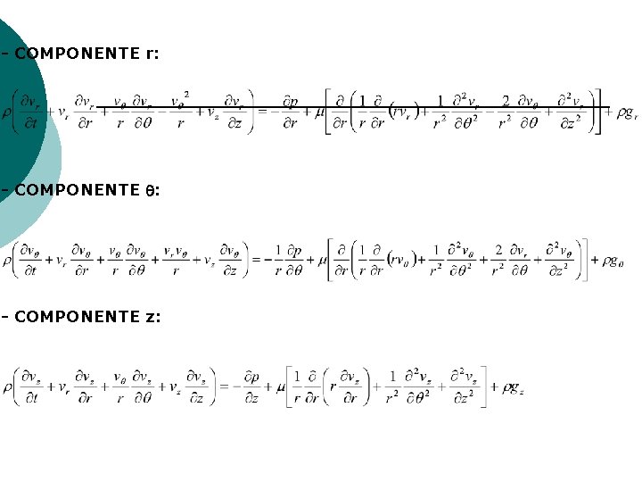 - COMPONENTE r: - COMPONENTE z: 