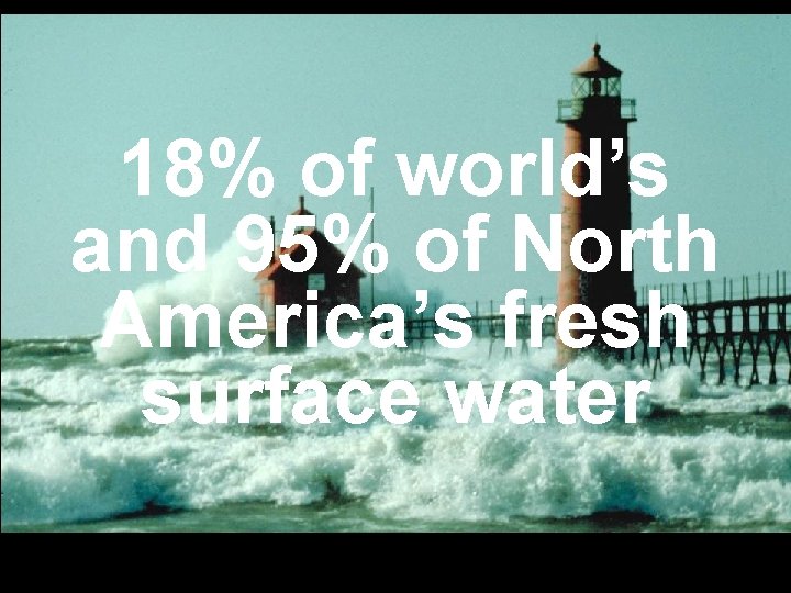 18% of world’s and 95% of North America’s fresh surface water 