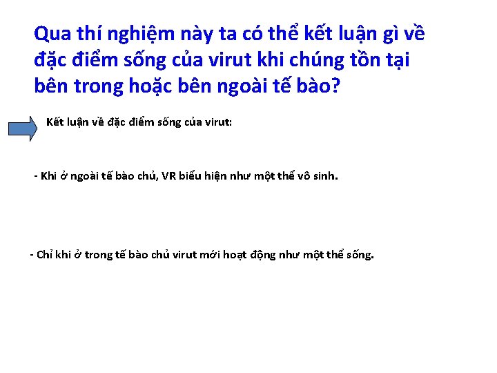 Qua thí nghiệm này ta có thể kết luận gì về đặc điểm sống