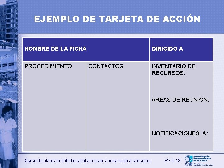 EJEMPLO DE TARJETA DE ACCIÓN NOMBRE DE LA FICHA PROCEDIMIENTO DIRIGIDO A CONTACTOS INVENTARIO