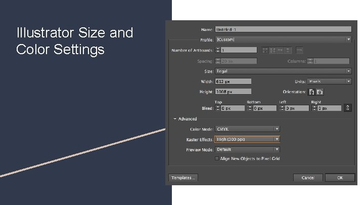 Illustrator Size and Color Settings 