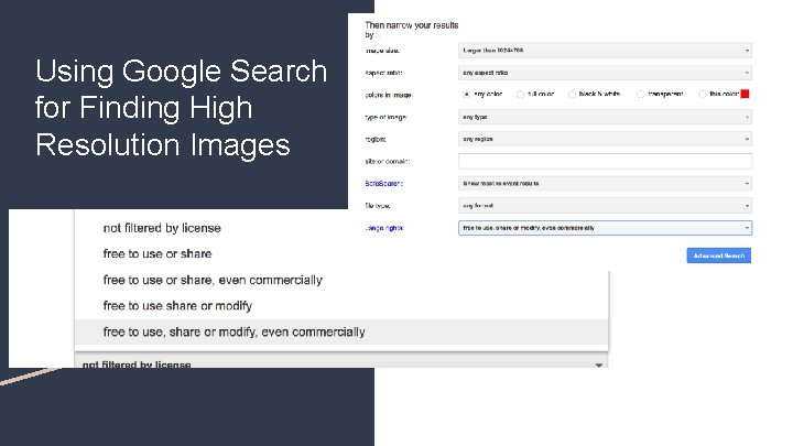 Using Google Search for Finding High Resolution Images 