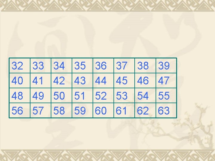 32 40 48 56 33 41 49 57 34 42 50 58 35 43 32 40 48 56 33 41 49 57 34 42 50 58 35 43