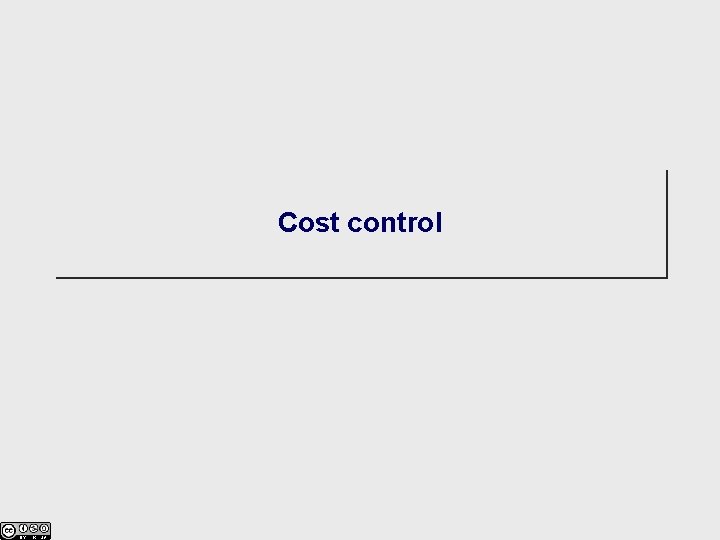 Cost control 