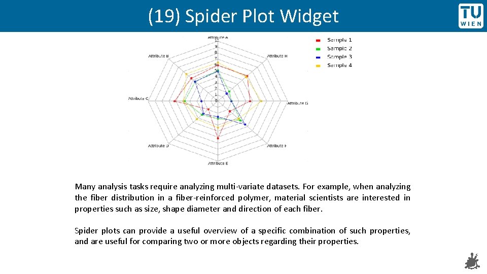 (19) Spider Plot Widget Many analysis tasks require analyzing multi‐variate datasets. For example, when