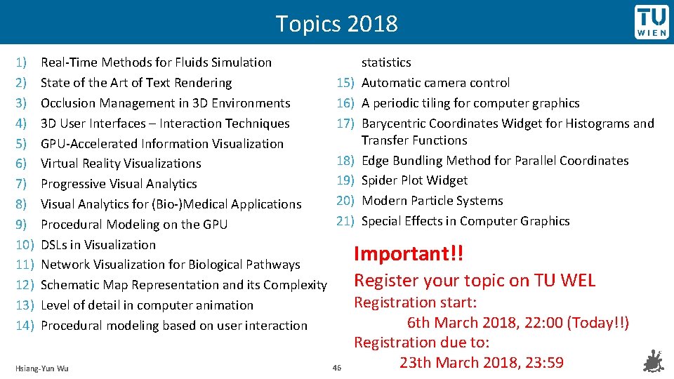 Topics 2018 1) 2) 3) 4) 5) 6) 7) 8) 9) 10) 11) 12)