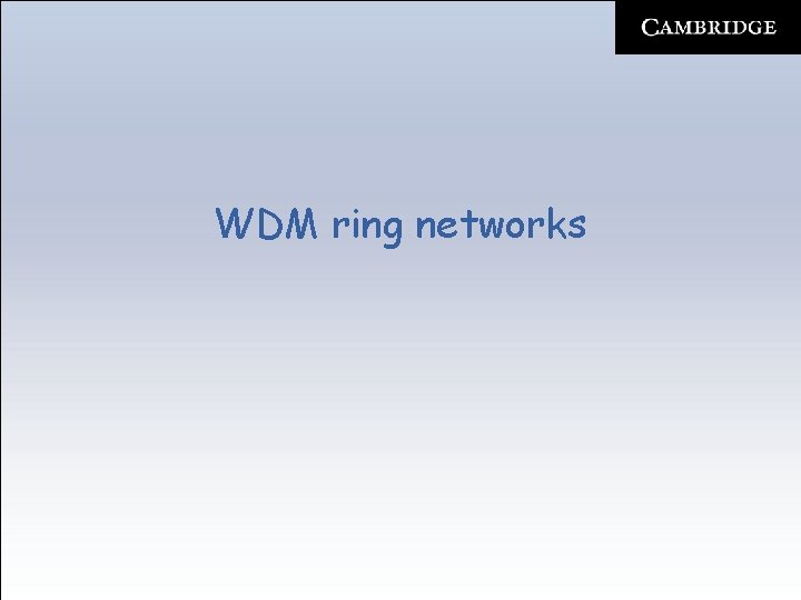 WDM ring networks 
