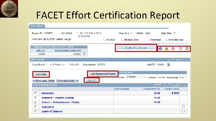 FACET Effort Certification Report 