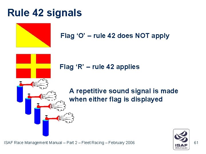 Rule 42 signals Flag ‘O’ – rule 42 does NOT apply Flag ‘R’ –