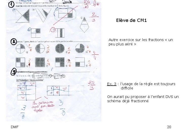 Elève de CM 1 Autre exercice sur les fractions « un peu plus aéré
