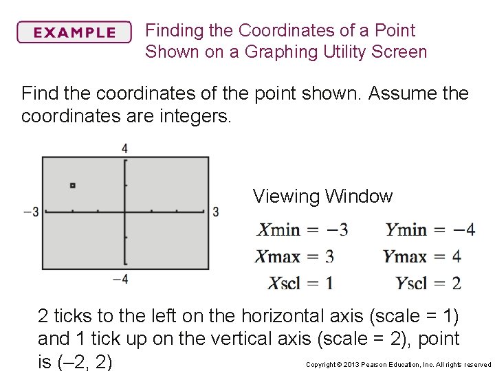 Finding the Coordinates of a Point Shown on a Graphing Utility Screen Find the