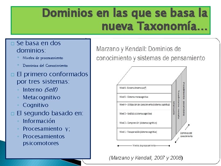 Dominios en las que se basa la nueva Taxonomía… � Se basa en dos