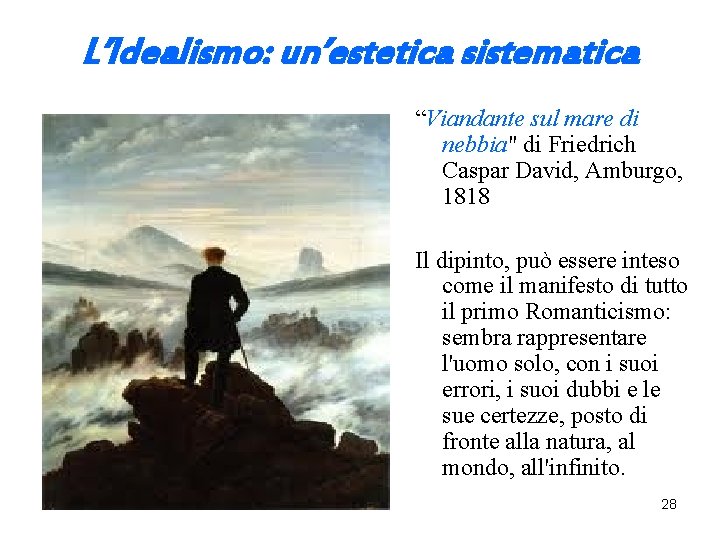 L’Idealismo: un’estetica sistematica “Viandante sul mare di nebbia" di Friedrich Caspar David, Amburgo, 1818