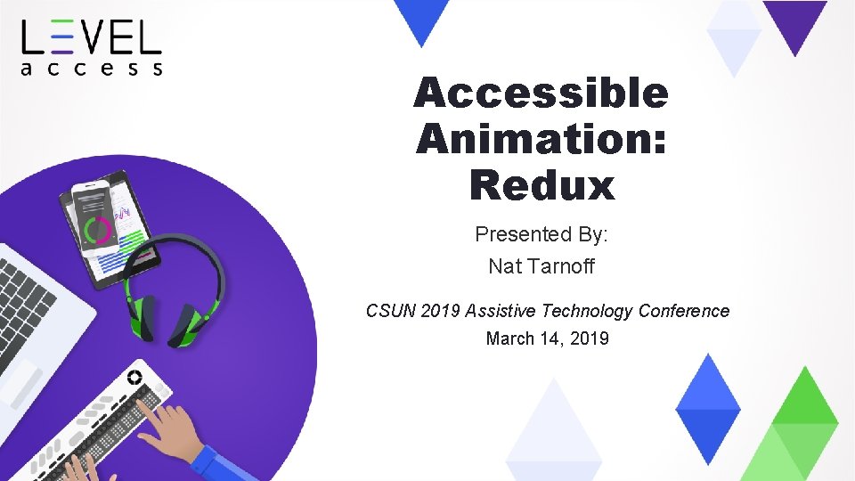 Accessible Animation: Redux Presented By: Nat Tarnoff CSUN 2019 Assistive Technology Conference March 14,