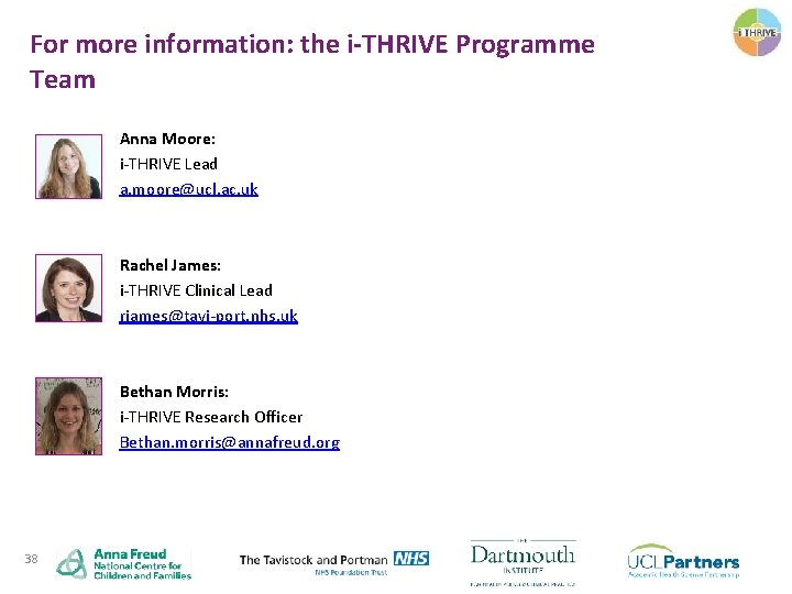 For more information: the i-THRIVE Programme Team Anna Moore: i-THRIVE Lead a. moore@ucl. ac.