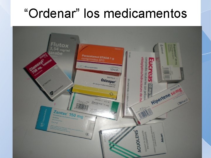 “Ordenar” los medicamentos 