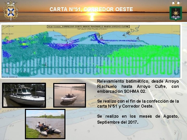 CARTA N° 51, CORREDOR OESTE Relevamiento batimétrico, desde Arroyo Riachuelo hasta Arroyo Cufre, con