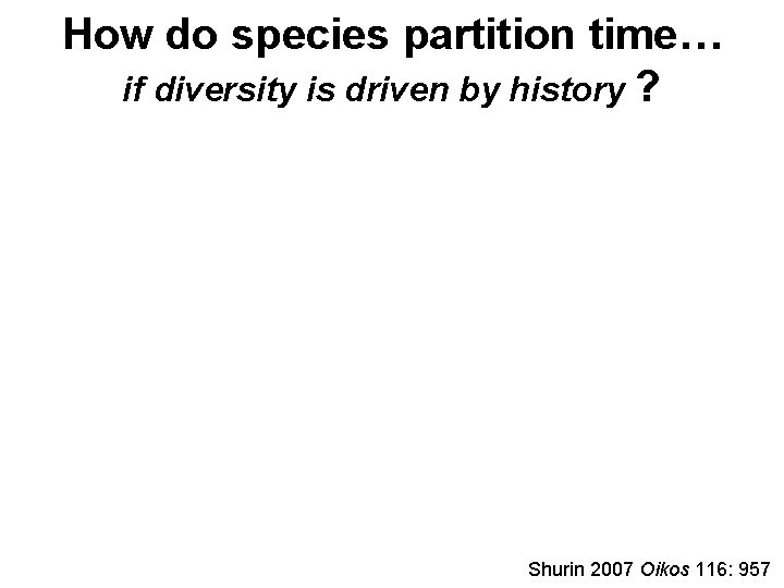 How do species partition time… if diversity is driven by history ? Shurin 2007