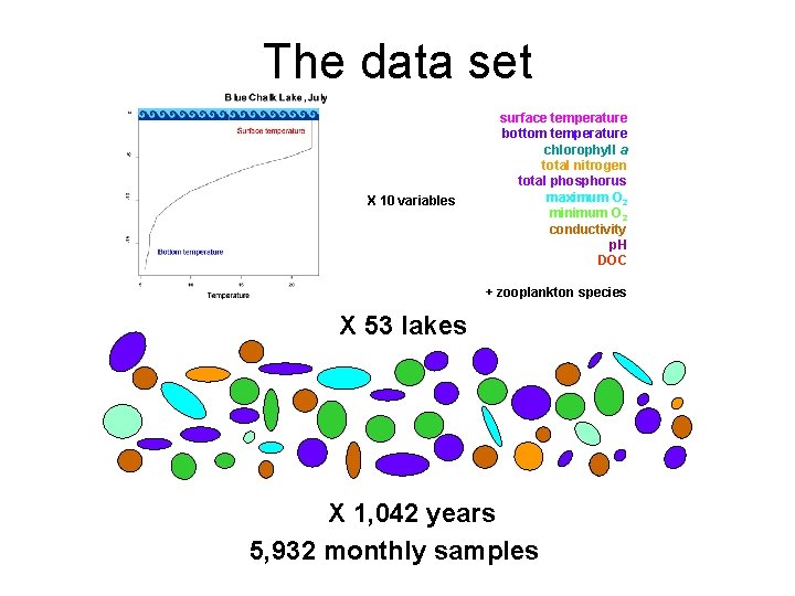 The data set X 10 variables surface temperature bottom temperature chlorophyll a total nitrogen