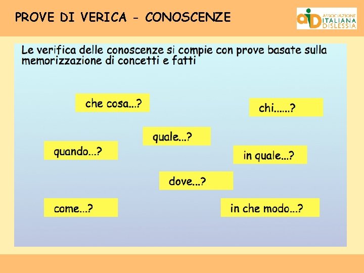 PROVE DI VERICA - CONOSCENZE 