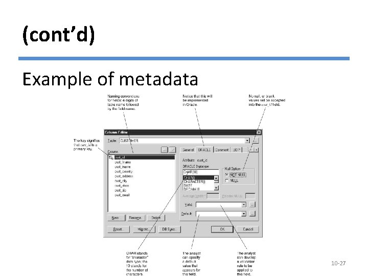 (cont’d) Example of metadata © Copyright 2011 John Wiley & Sons, Inc. 10 -27