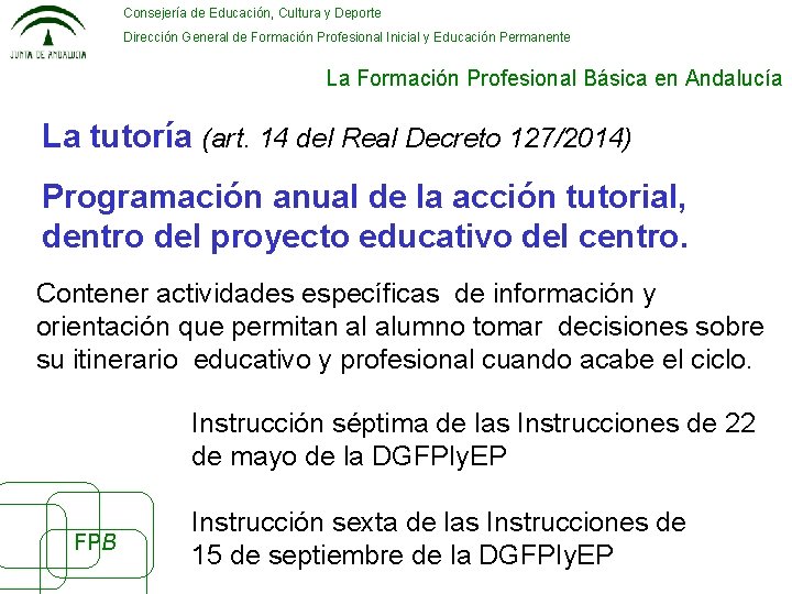 Consejería de Educación, Cultura y Deporte Dirección General de Formación Profesional Inicial y Educación